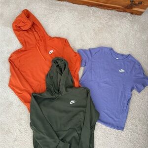 Nike women’s ' Orange and Green Hoodies with Purple T-Shirt